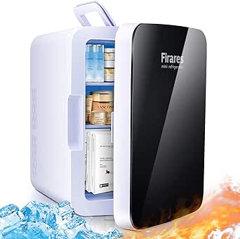 Firares Rapid Cooling 10 Liter/12 Can Mini Fridge for Bedroom, Protable Skincare Fridge for Makeup, Foods, Medications, Breast Milk, Mini Refrigerator for Office and Car Cooler and Warmer (Black)