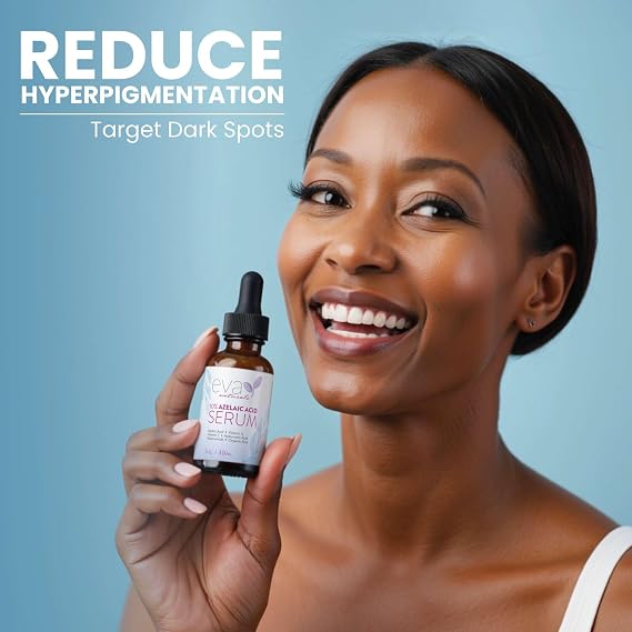 Eva Naturals Azelaic Acid Skincare Serum for Face Facial Treatment with Niacinamide & Hyaluronic Acid Formula for Redness Soothing, Acne Breakouts, Uneven Skin Texture, Fragrance Free (1 Fl Oz)