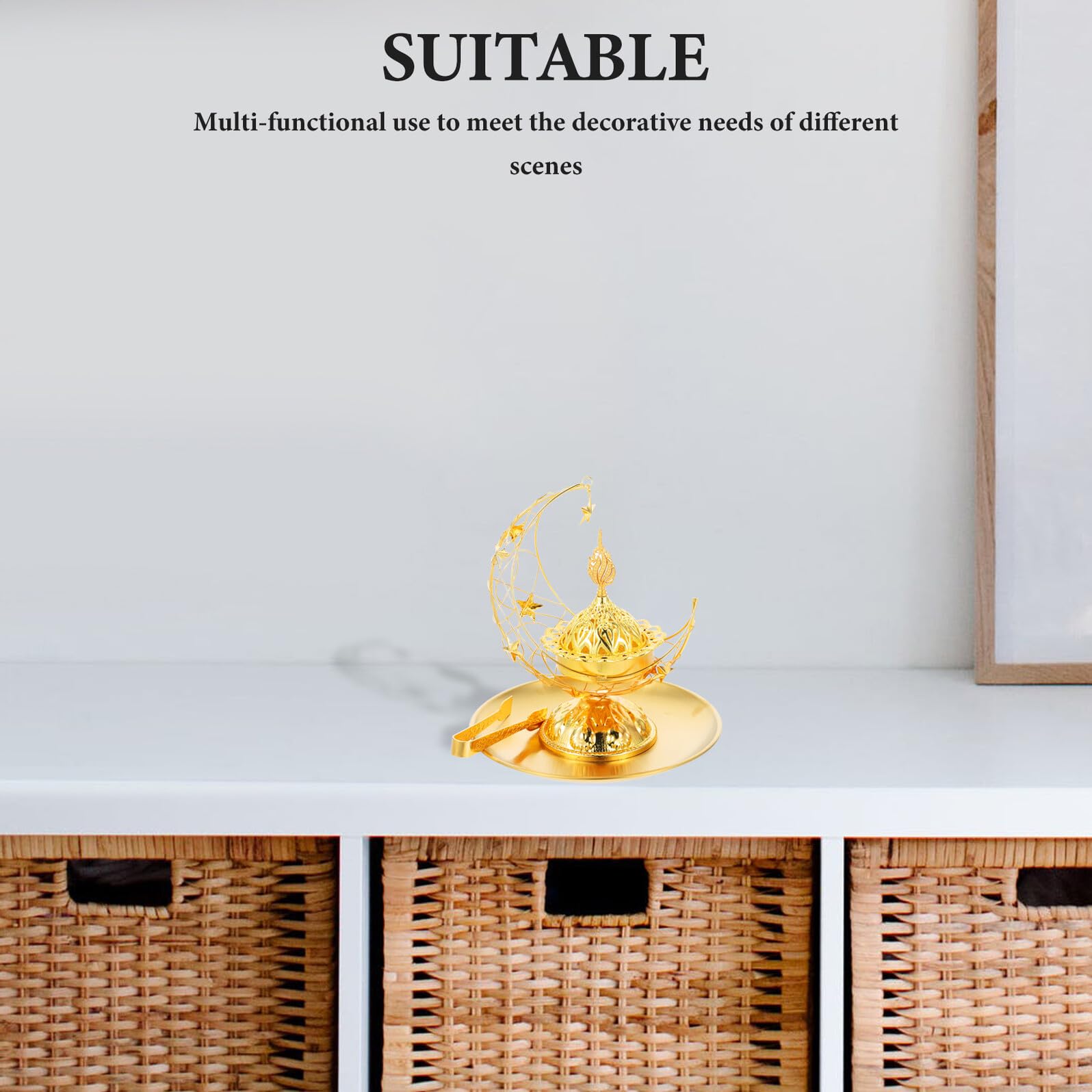 Goldene Metall Räucherpfanne als Halter Satz für Eid Deko