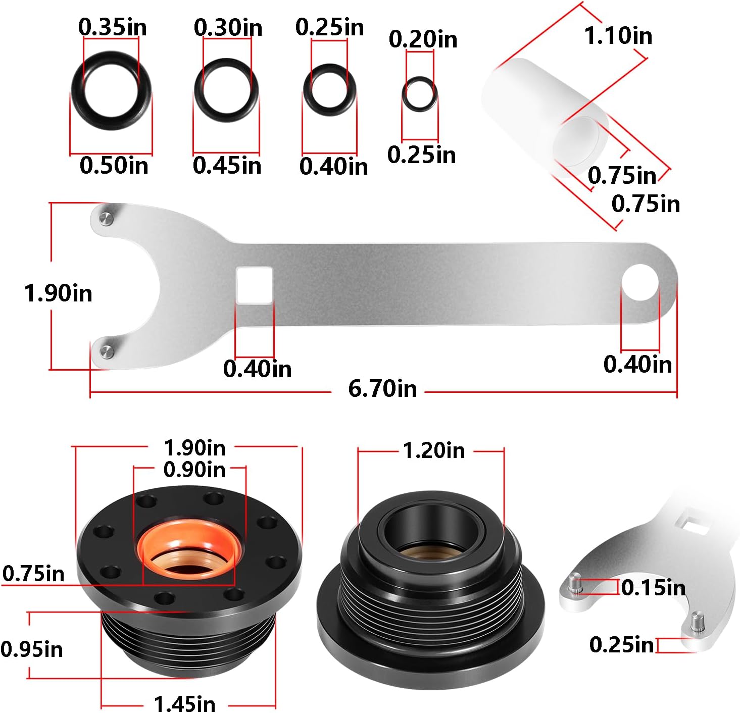 HC5345 HS5157 Front Mount Hydraulic Steering Cylinder Seal Kit with Pin Wrench Compatible with Seastar HC5340 HC5341 HC5342 HC5343 HC5344 HC5346 HC5347 HC5348 HC5358 HC5365 HC5375 HC5394 HC5445 HC6750