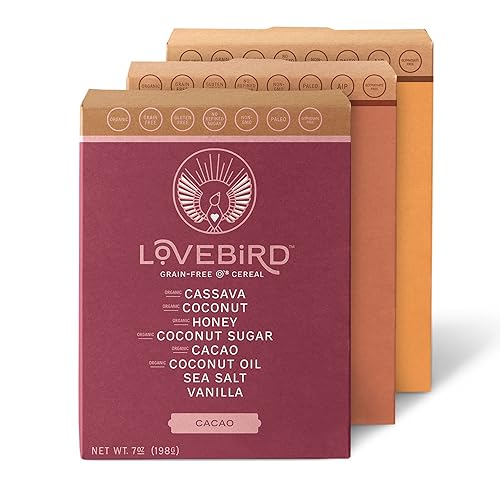 Lovebird Paquete de 3 cereales sin gluten Cereales orgánicos sin granos Paleo AIP sin lácteos aptos para dieta cetogénica sin azúcar refinado