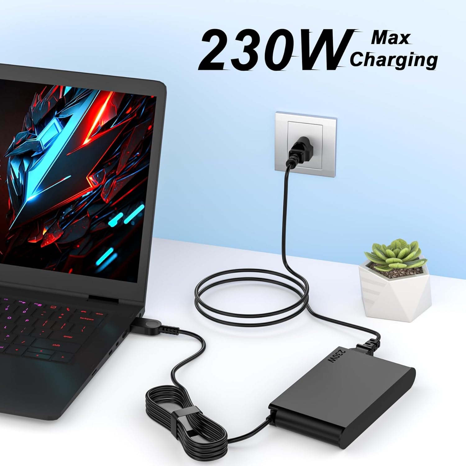 230W Slim Tip Laptop Charger Compatible with Lenovo Legion 5 7 5P S7 C7, Legion Pro 5 16, Legion Slim 5 16, ThinkPad P50 P51 P52 P53 P70 P71 P72 P73, 20V 11.5A AC Adapter Power Supply