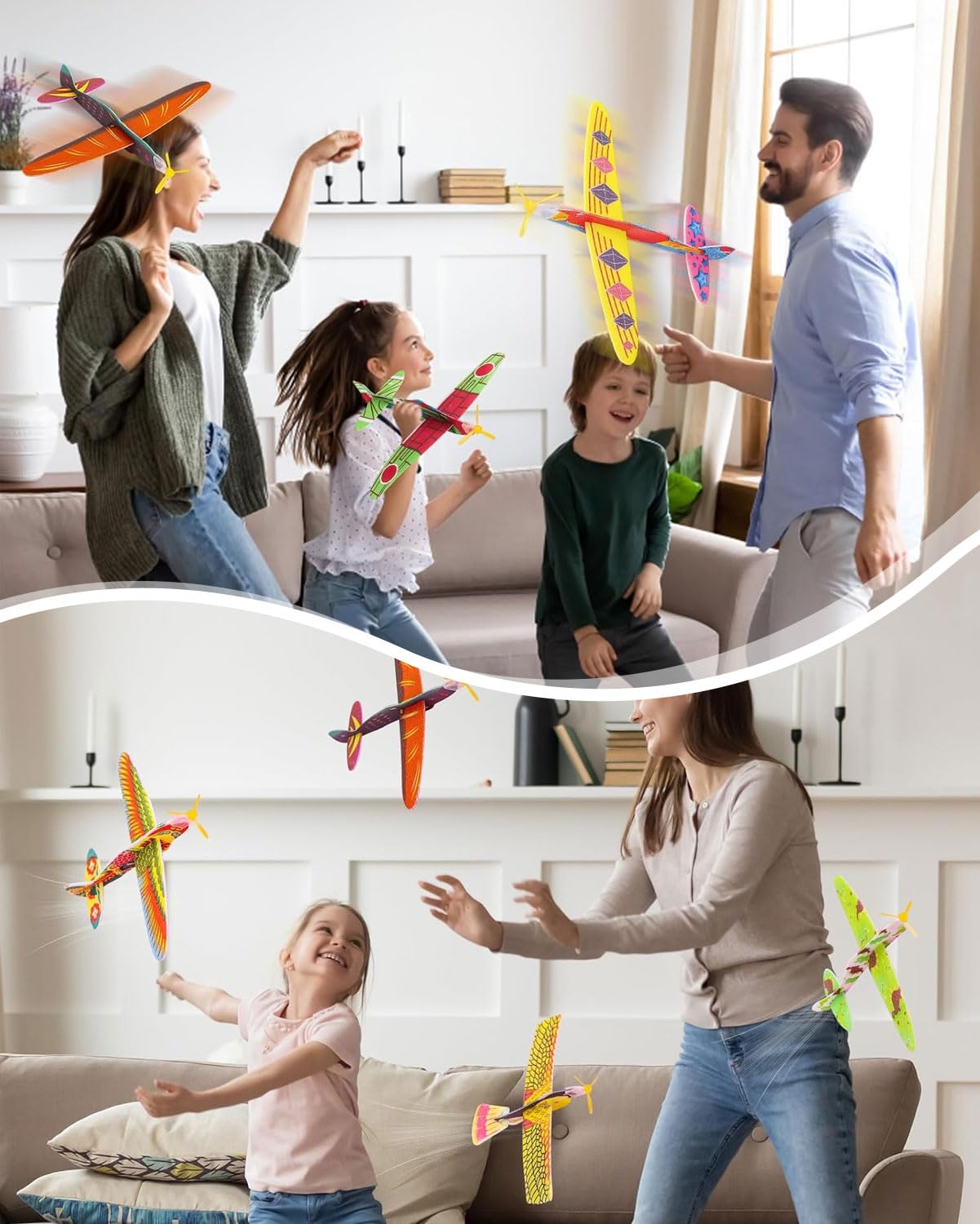 6 Pezzi Aereo Polistirolo Bambini, Aereo Giocattolo Giochi Bambino 3-8 Anni Regalo, Aliante Aeroplano Schiuma Regalo Natale, Giocattolo Grande Giochi Giardino Esterno