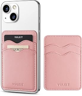 Phone Card Holder Slim Leather Adhesive Pocket RFID Blocking Credit Card Sleeves Sticker for Back of Smartphone(Rose)