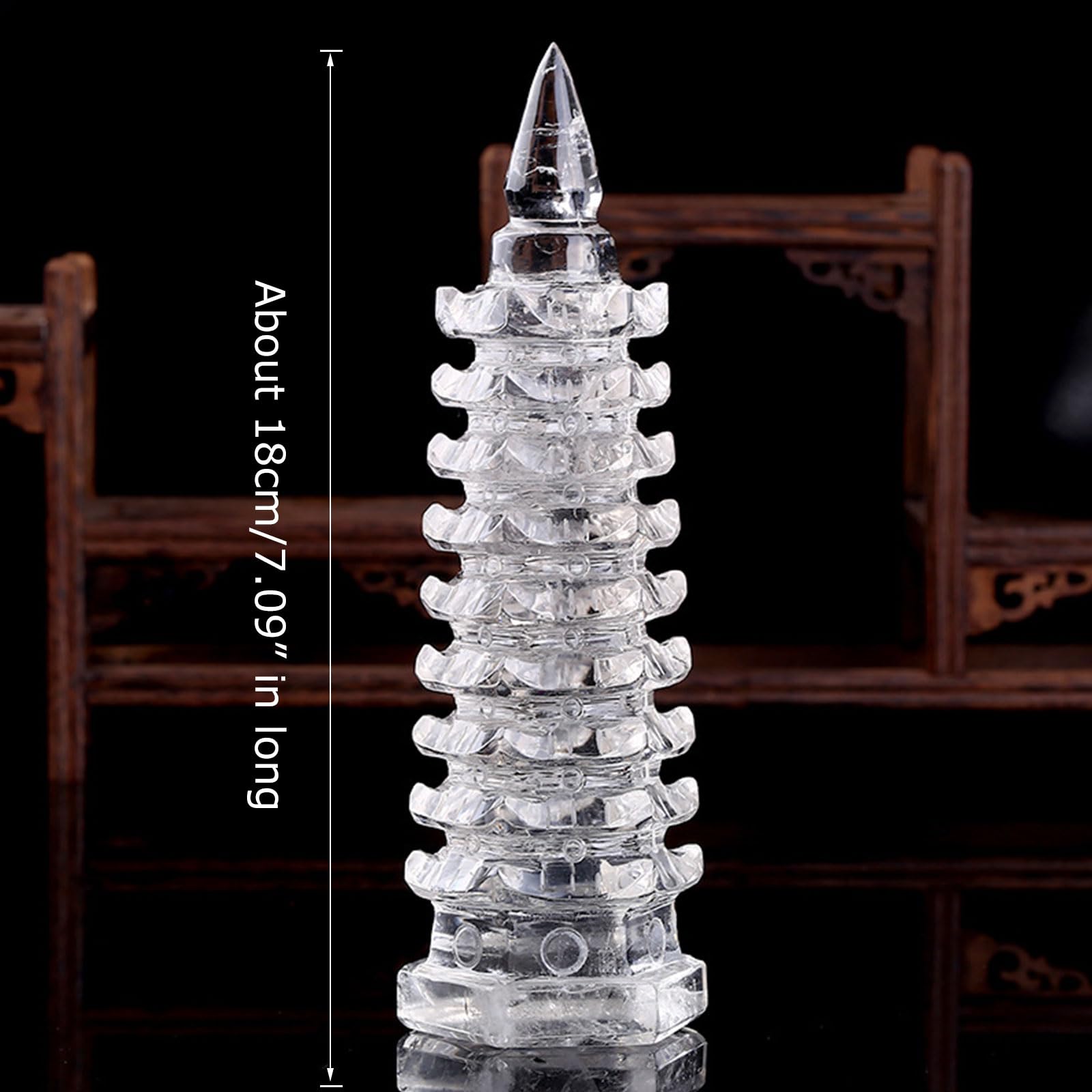 Natürlicher klarer Quarz Fengshui 9-stufige Pagodenstatue Dekor