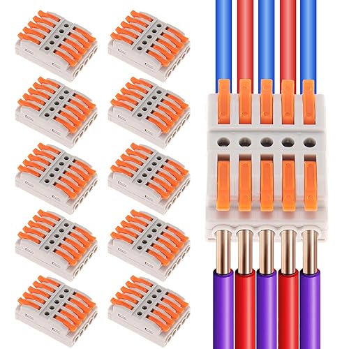 Vista 49 de DIANN Conectores de cable de palanca, empalmes en línea de 3 circuitos, conector de cable eléctrico SPL-3, tuercas de palanca, conectores de alambre