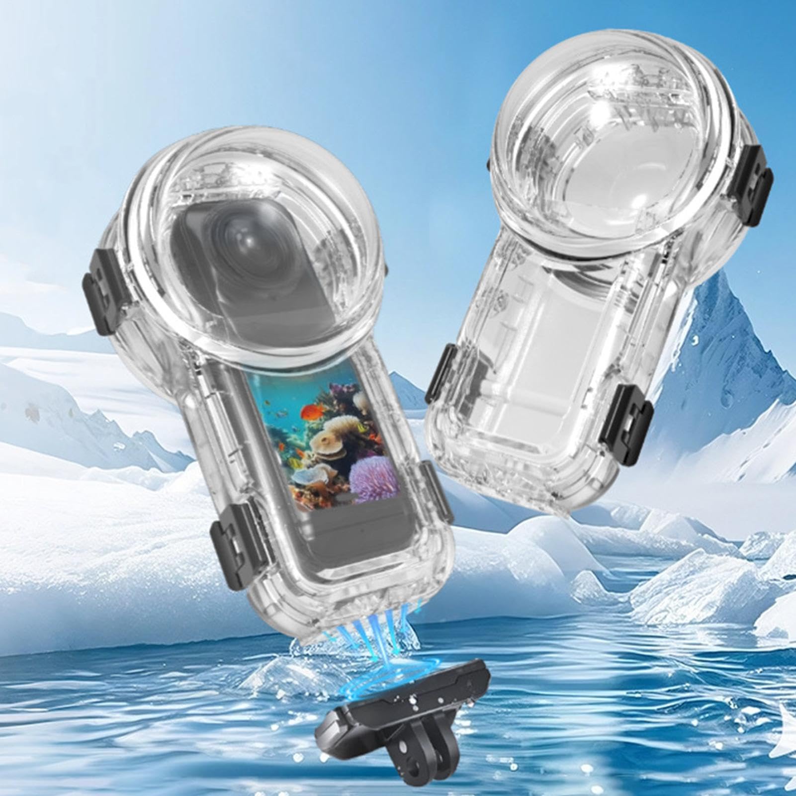 Custodia subacquea invisibile: custodia impermeabile per fotocamera, custodiaa trasparente per fotografia subacquea, scatola protettiva per immersione, design con chiusura a tenuta sicura | Accessorio