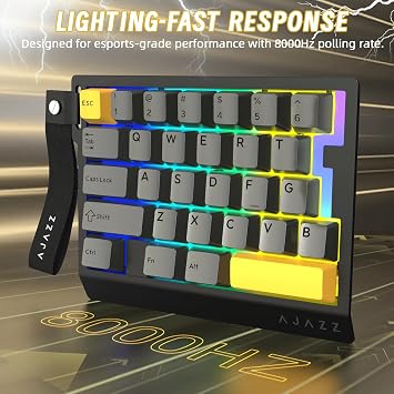 A.JAZZ AK029 Wired 29 Keys One-Handed RGB Gaming Keyboard with 8000HZ,0.01mm RT Magnetic Switches Adjustable Actuation,Hotswappable Mechanical Keyboard,Aluminum Plate,Web Driver for Gamers-Black