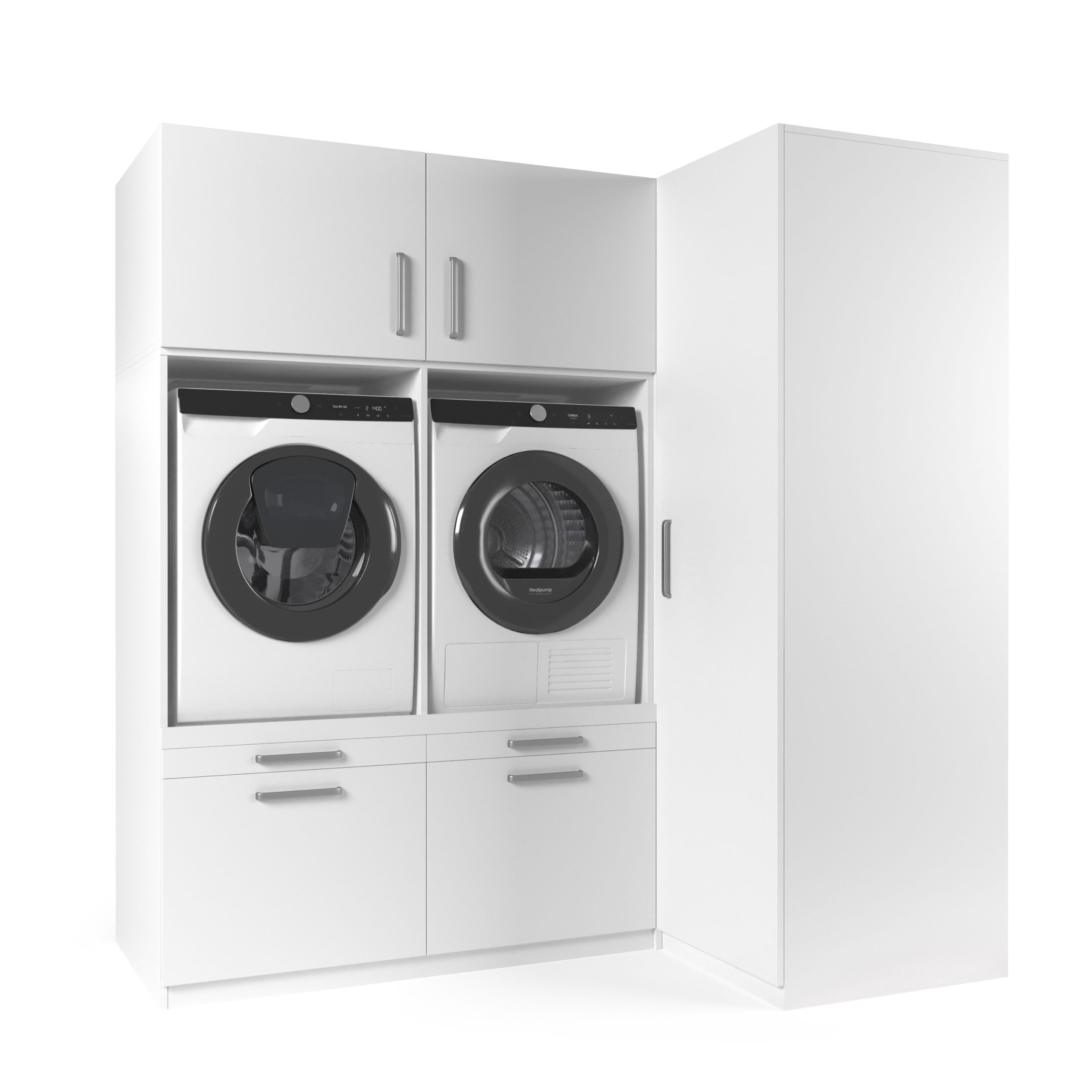 Lavadora Gabinete Bern - Lavadora elevadora - Conversión a máquina - 700(D)*2030(B)*2110(H) mm - Blanco - Diseño elegante, que ahorra espacio y ergonómico - Fácil de colocar
