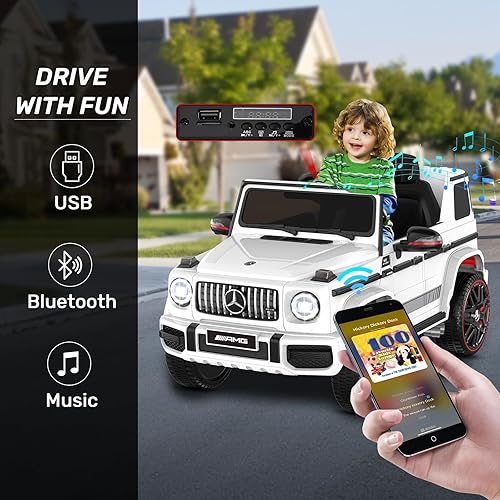 Miniatura 5 de ANPABO Auto Mercedes-Benz G63 con licencia para niños automóvil de paseo de 12 V automóvil eléctrico con altura de puerta ajustable sistema de