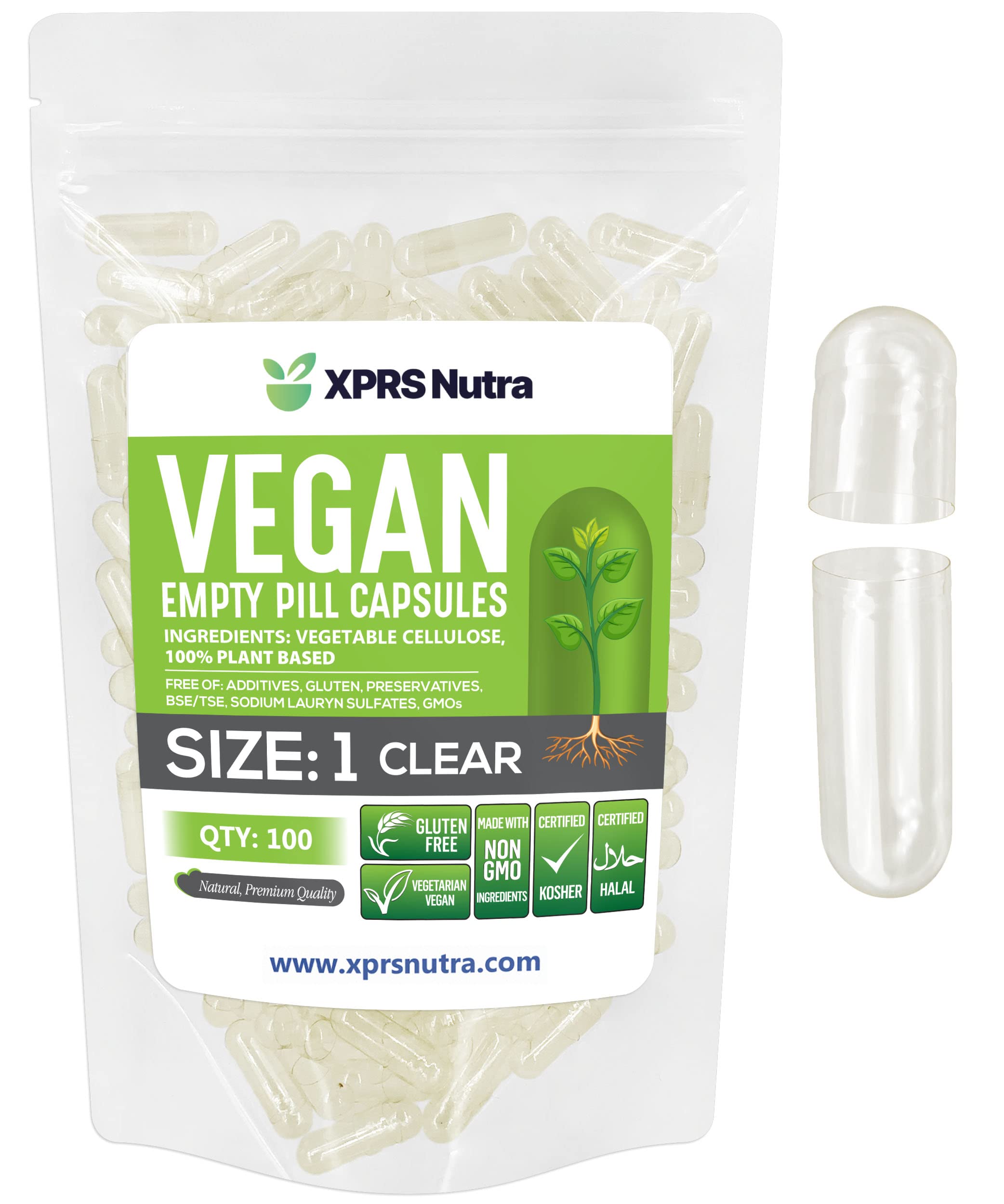 Buy XPRS Nutra Size 1 Empty Capsules 100 Count Empty Vegan Capsules