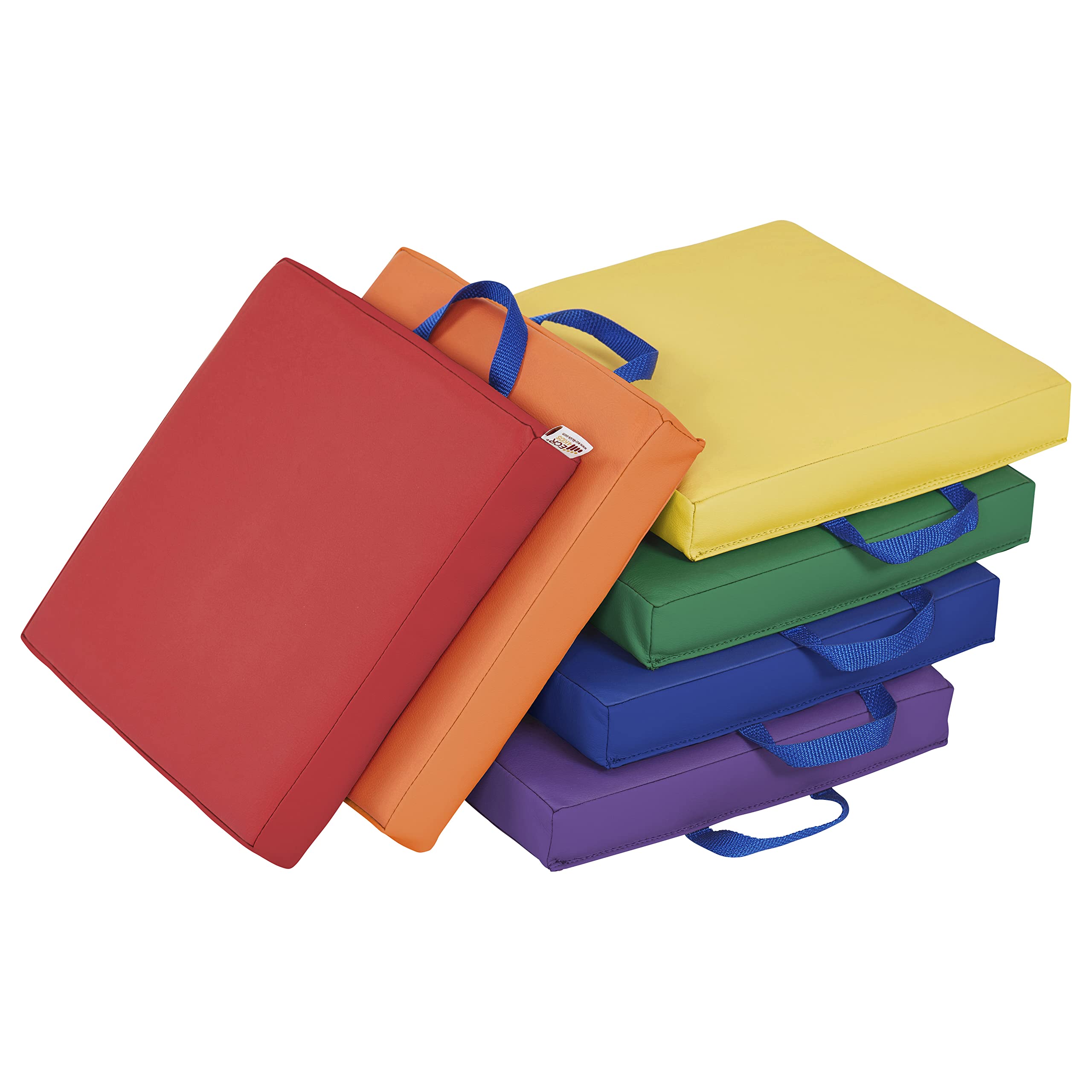 ECR4Kids SoftZone Floor Cushions, Square, Flexible Seating, Assorted, 6-Piece