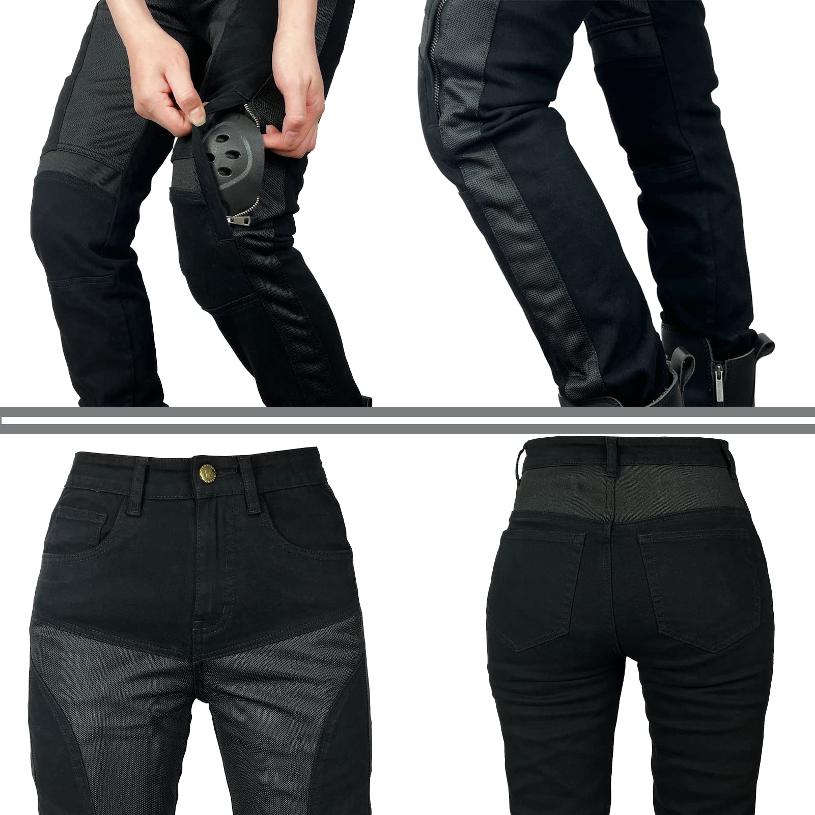 Mujer Pantalones De Motociclismo para Pantalones De Carreras De Motocross, Respirable Jeans De Moto, Motorcycle Biker Pants, 4 Equipo De Protección