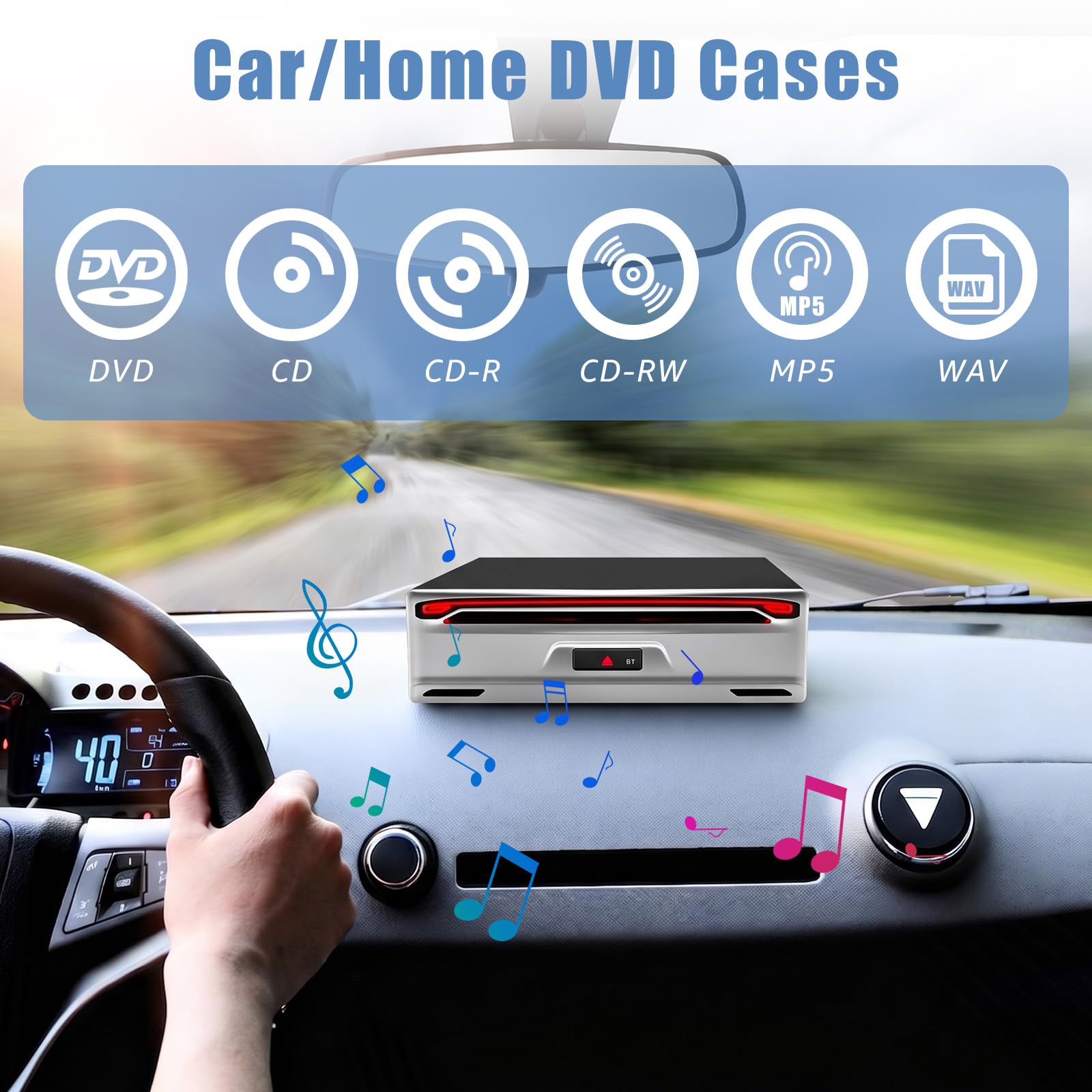 Lettore CD per auto, lettore CD/DVD universale con porta USB | telecomando, lettore esterno per laptop, PC