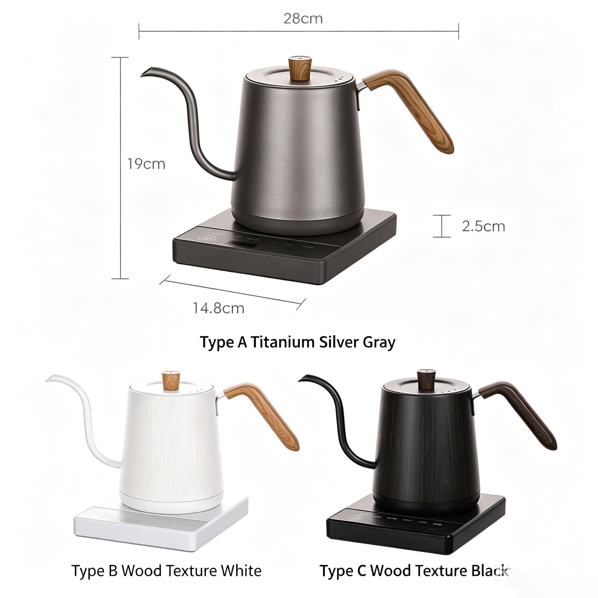 Hervidor Eléctrico De Cuello De Cisne De 1000 W, 1 L, Con Temperatura Constante Y Protección Contra Quemaduras En Seco. Ajustable De 40 A 100 °c. Tetera De Acero Inoxidable Para El Hogar Y La O black