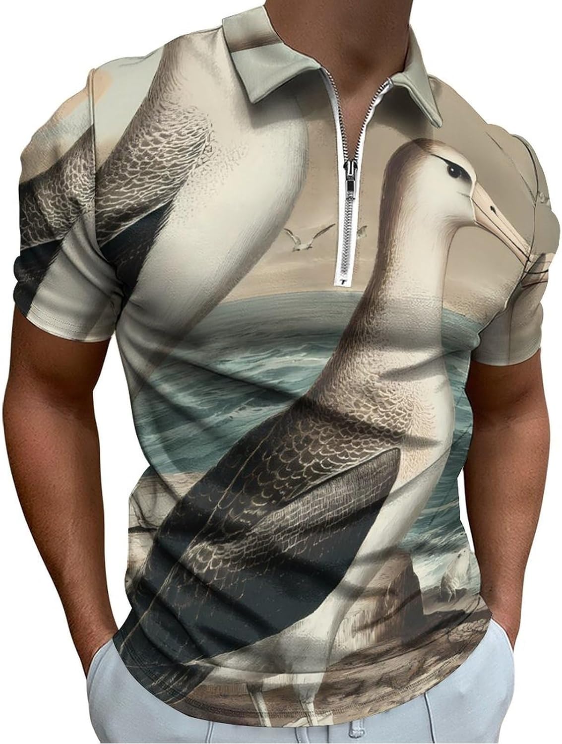 Albatross on The Rock Polo Shirts for Men Short Sleeve Athletic Golf Tees Tops