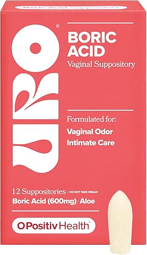 O Positiv Supositorio vaginal de ácido bórico URO - con ácido láctico y aloe para un alivio rápido y control de olores vaginales - vegano, libre de