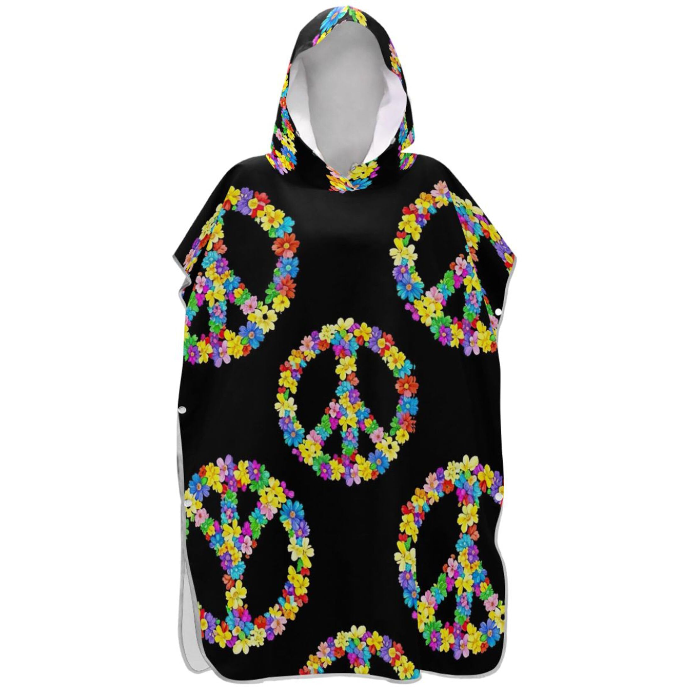 Poncho de plage coloré Peace Signs pour le change des surfeurs au bord de l'eau