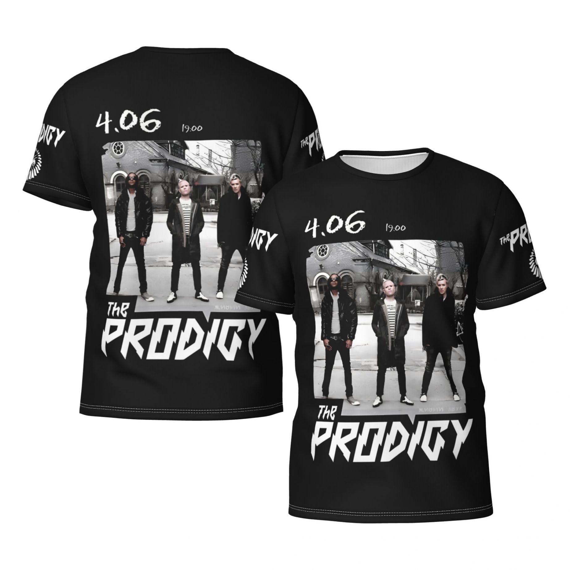 Man's The Ant Music Band-Prodigys-T-Shirts Casual Summer Tees Crewneck Short Sleeve Shirts with Multi-Side Prints Multicoloured 3XL