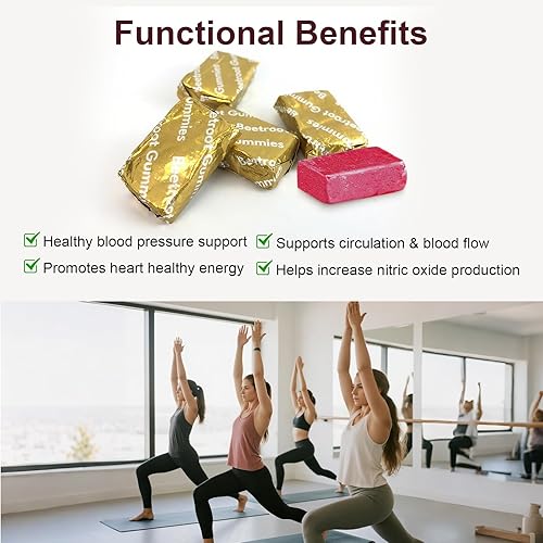 Miniatura 7 de Masticables de remolacha, corazón de súper remolacha, soporte de óxido nítrico, remolacha suave, masticables, extracto de semilla de uva y polvo de