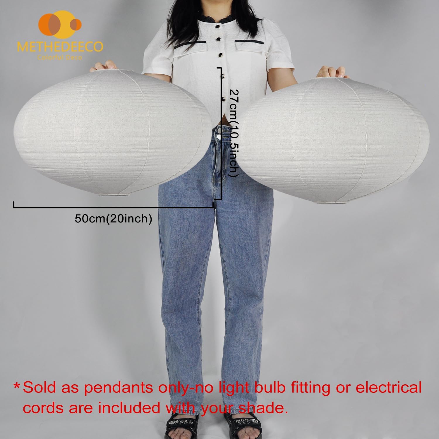 2Pack Oval Linen Pendant Lamp Shades 20inch hanging lampshade Handmade Fabric Light Covers for Garden Patio Boho Living Room Artistic Bedrooms Minimalist Decor for Creatives