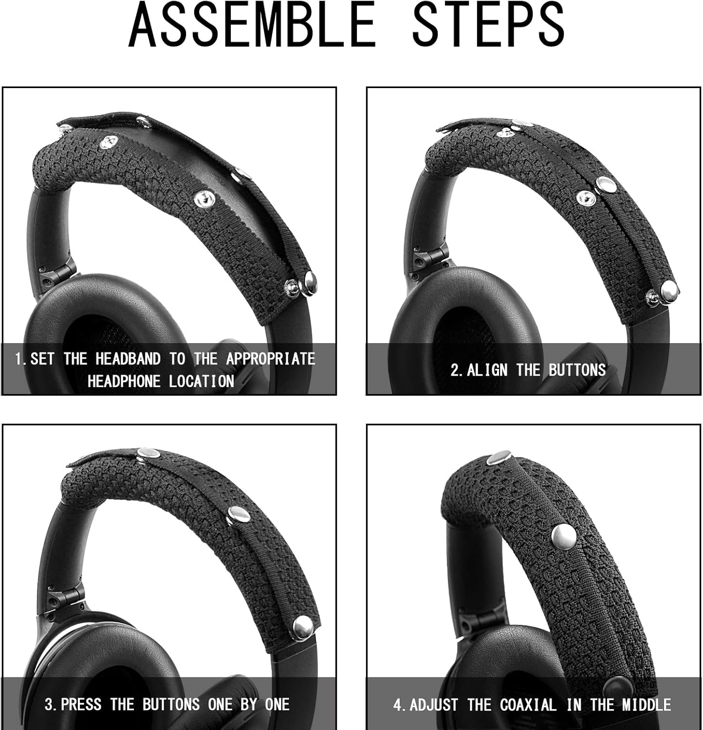 GVOEARS Replacement Earpad Cushion + Headband Cover for Anker Q20/30 Headphones/Headband Cushion/Headband Protector Easy DIY Installation(Black)