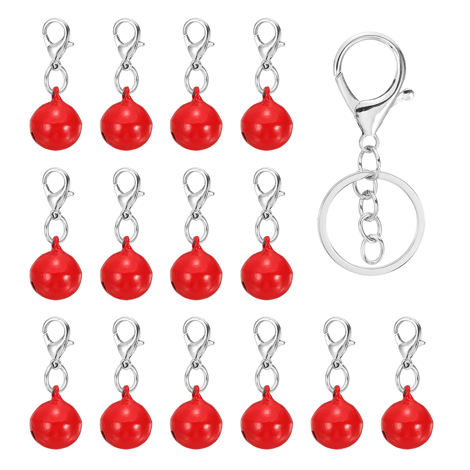 PATIKIL 14 PCS Dog Bell, Mini Cat Bell Small Pet Keychain Bells Buckle Cute Bulk Metal Loud Jingle for Dog Collar Charm Pendant Necklace DIY Crafts Christmas Tree Decorations, Red — image 1