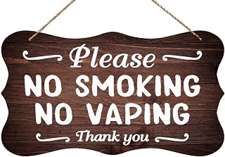 No Smoking Please No Vaping Wooden Sign for Front Door, Farmhouse Bathroom Hanging Wall Art Gift for Home 6X12 Inch