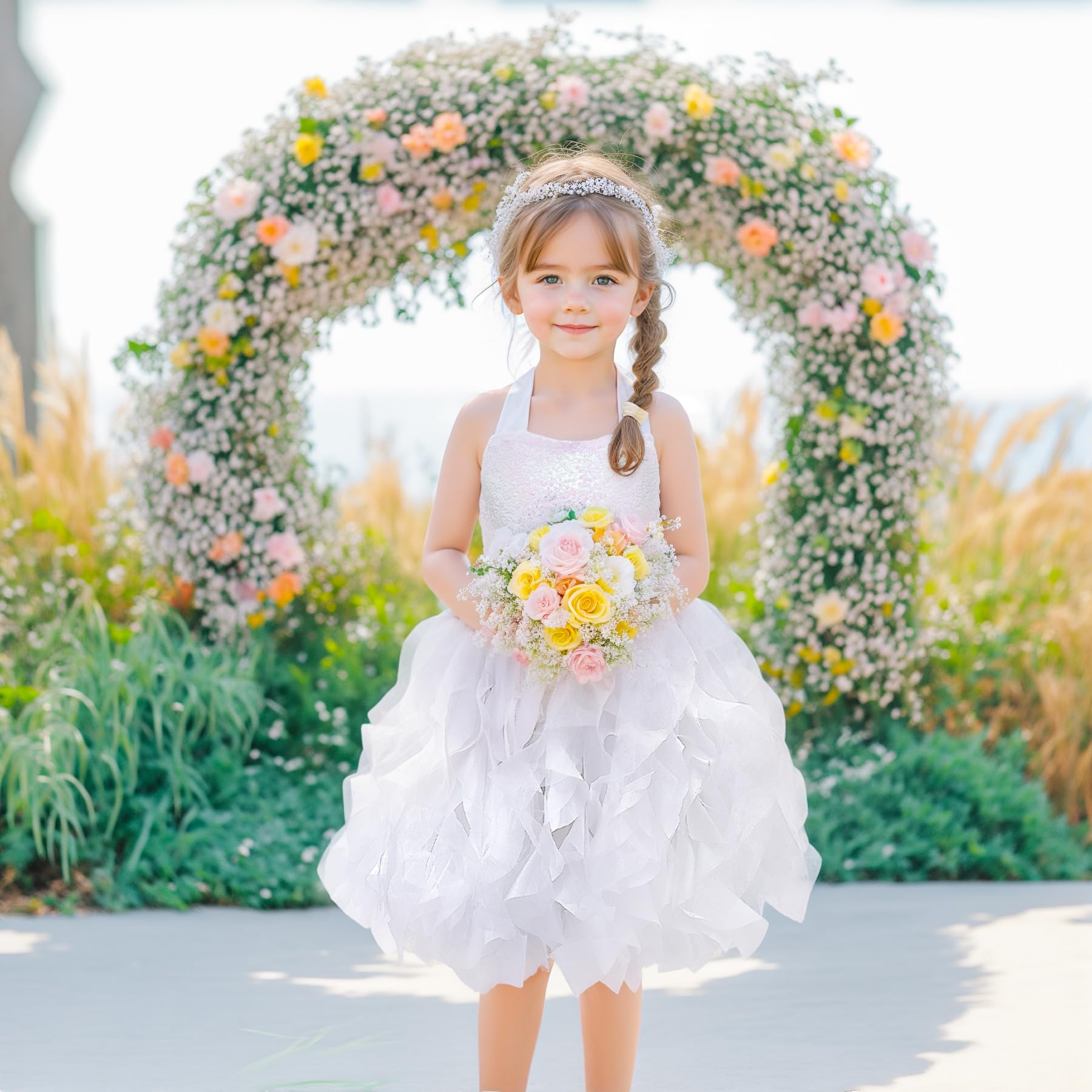 Suppromo Vestido de tutú para niñas con lentejuelas brillantes, de tul, princesa, fiesta de cumpleaños, graduación, vestido de baile