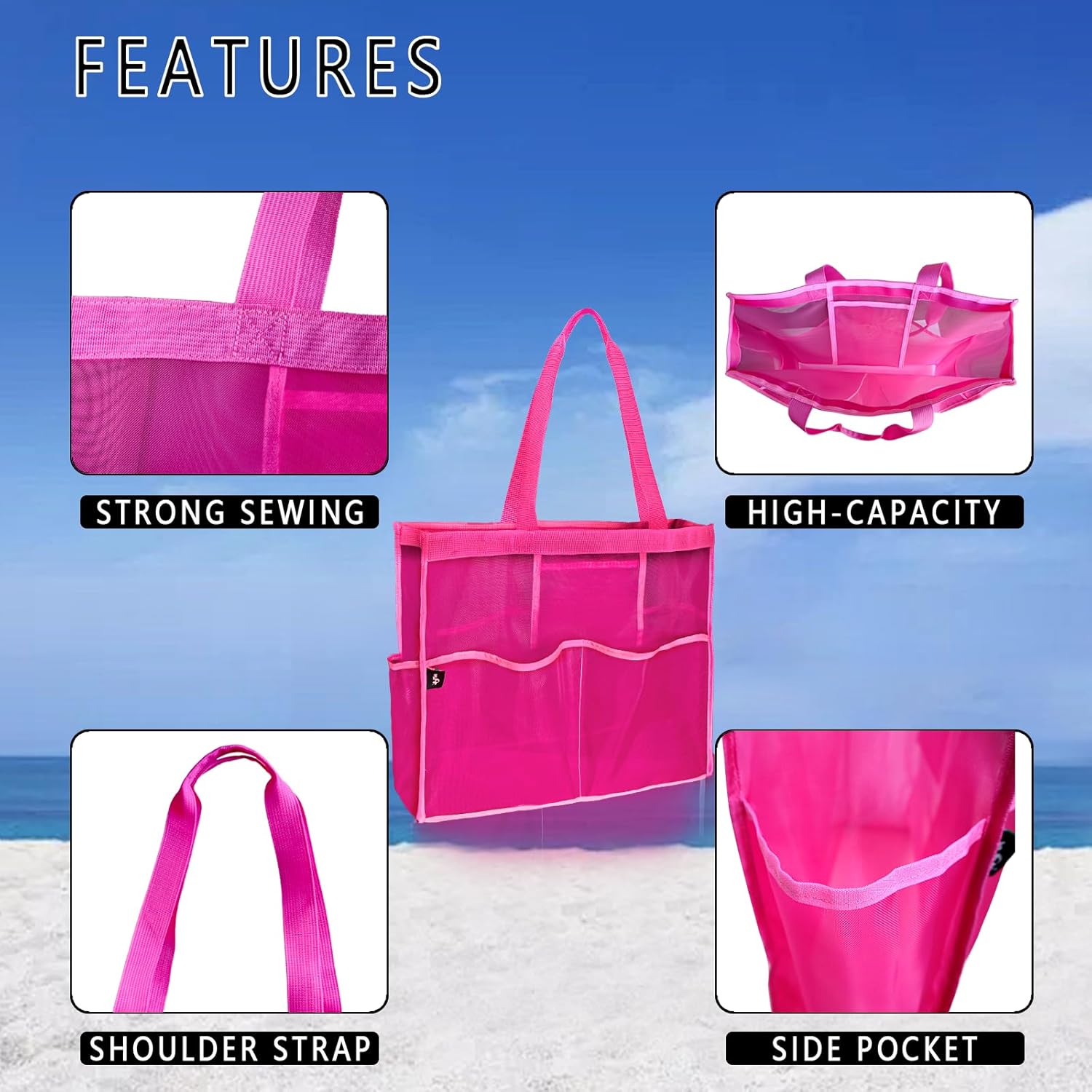 WFK outdoor beach bag, lightweight and simple, easy to carry, suitable for beach and vacation essentials