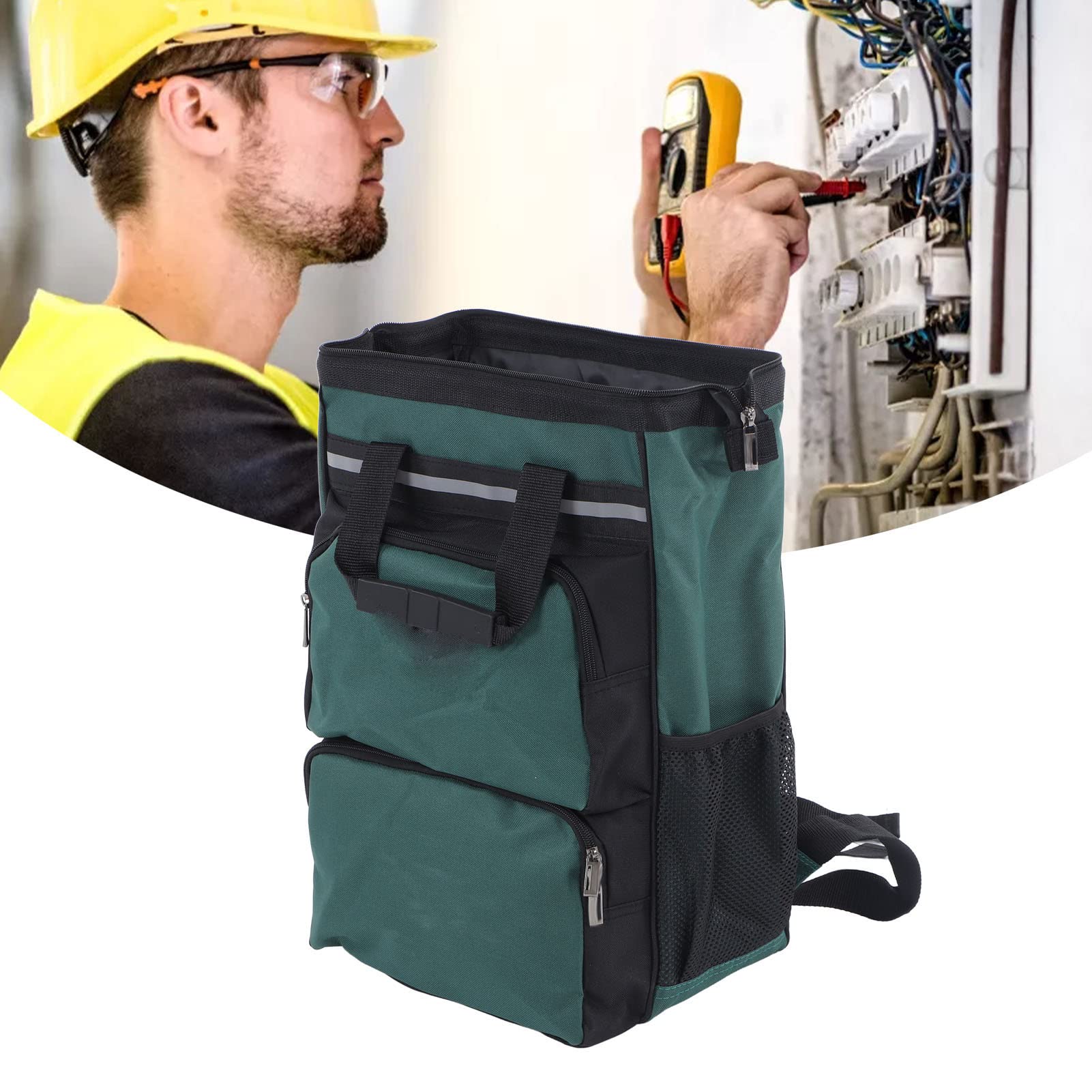 Zaino per Attrezzi, Borsa per Attrezzi da Elettricista, Zaino per Borsa degli Attrezzi, Zaino per Attrezzi Portatile a Scomparti Multipli di Grande Capacità(40 cm / 15,7 pollici di altezza)