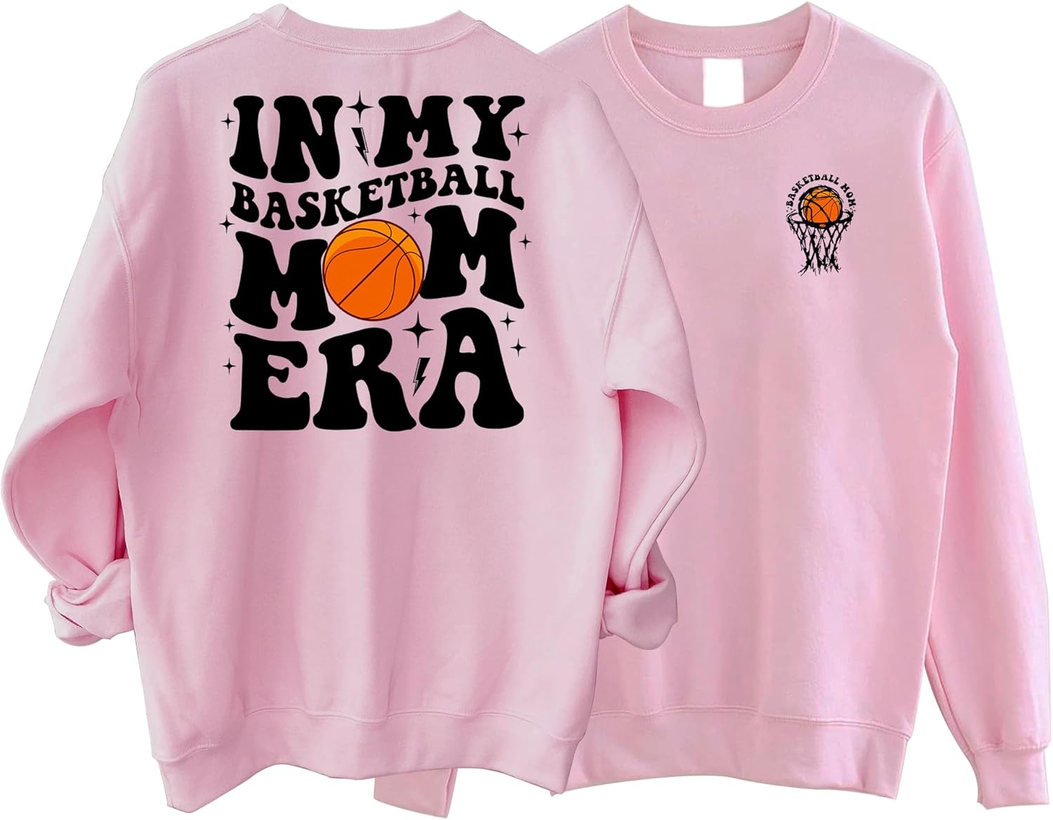SPYRAMID In My Basketball Mom Era Sweatshirt 2 Sided, Lover Mom Basketball Crewneck, Funny Basketball Mama Sweater