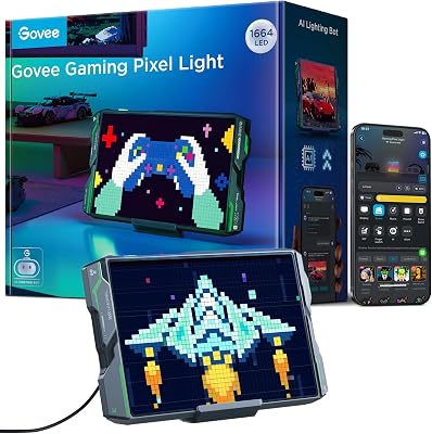 Govee Pixel Light Gaming, 52×32 RGB LED Panel, Smart Pixel Art Light, 150+Scene Modes and Music Sync, with AI Lighting Generation, Work with Alexa & Google Assistant for Tabletop Setup and Game Room