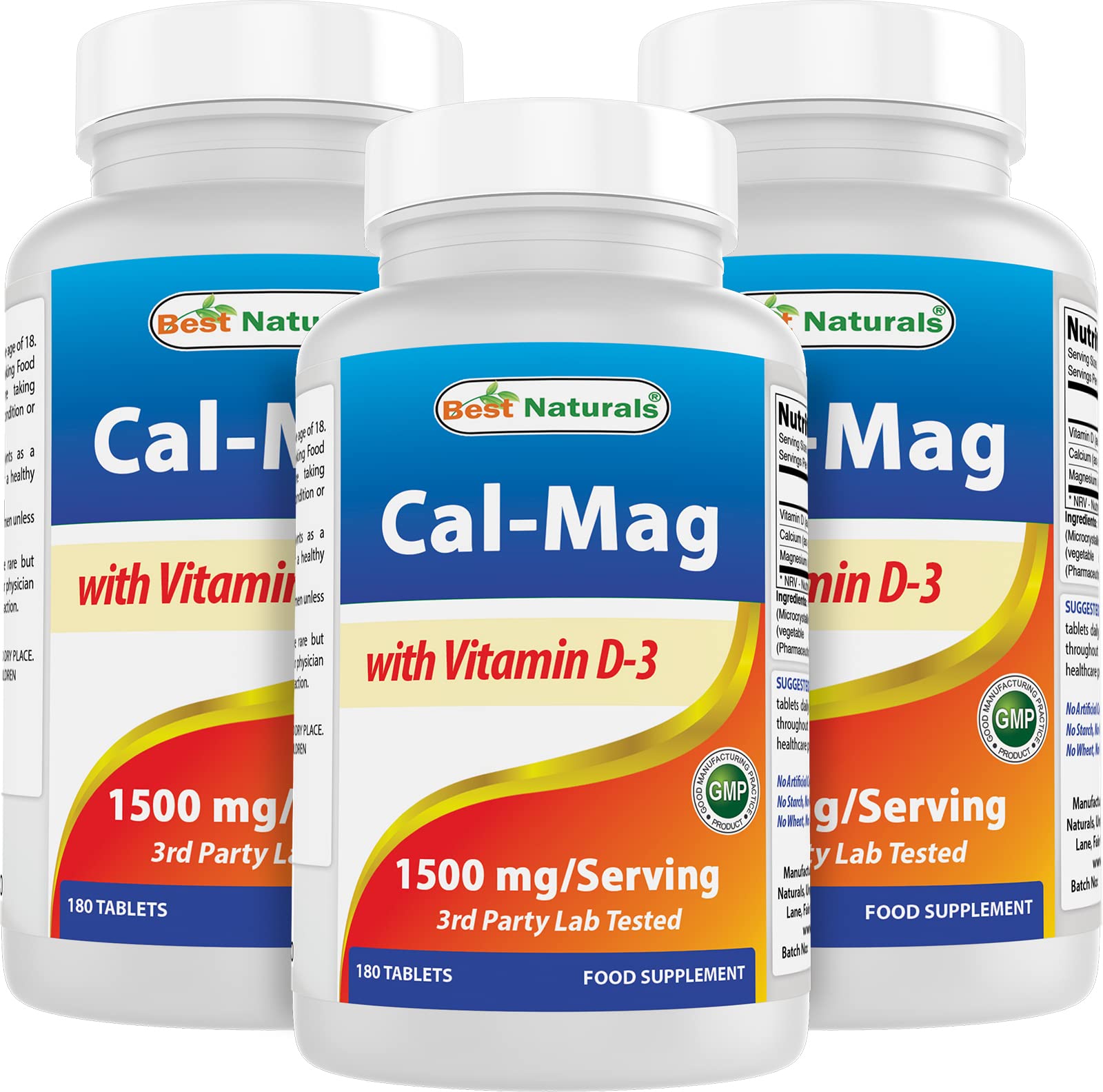 Best Naturals Calcium Magnesium with Vitamin D3 1500mg