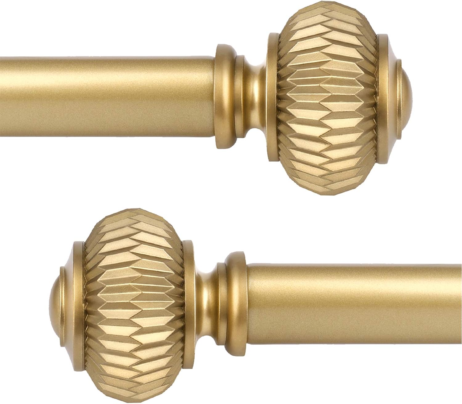 KNOBWELL 2 Pack Empyrean Grace Golden Curtain Rod, 22-42 in, Brass Single Rod with Ball Finials, 1" Single Rod Window Treatment Rods Drapery Rod
