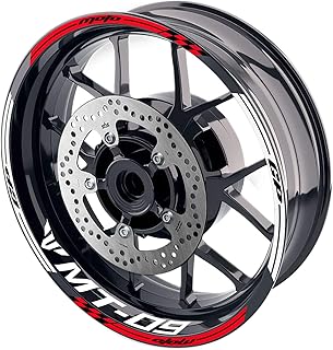 MC Motoparts 17 inch Wheel Rim Stickers Stripe Decals GP02 For MT09 2018-2020 18 19 20 (RED)