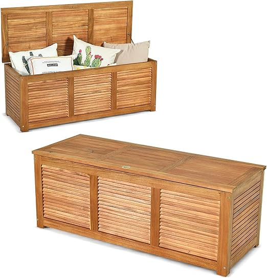 GIANTEX Auflagenbox Kissenbox Akazien Holz, Gartenbox Aufbewahrungsbox