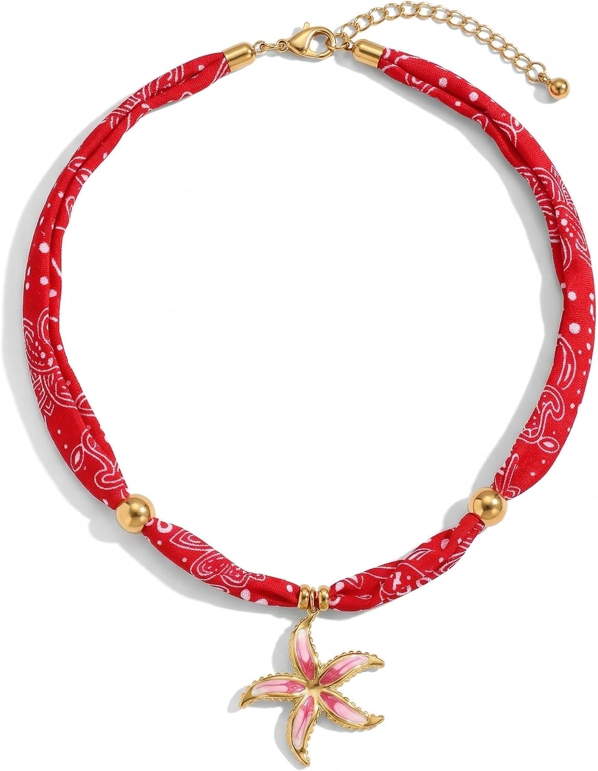 Colorful Scarf Necklace with Charm for Women Bandana Necklace with Seashell Starfish Flower Charm Necklaces Summer Sea Shell Boho Beach Jewelry image 3