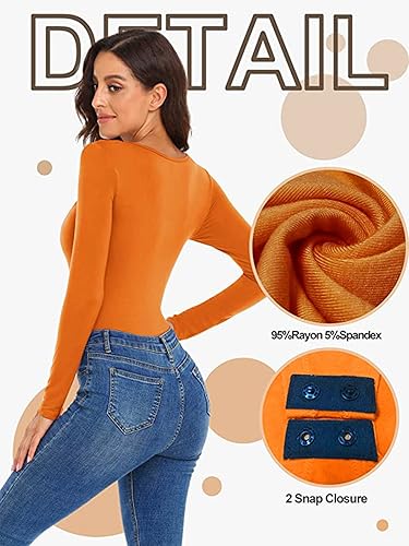 Vista 3 de JUEYUN Body de manga corta con cuello cuadrado para mujer, ajustado, sexy, básico