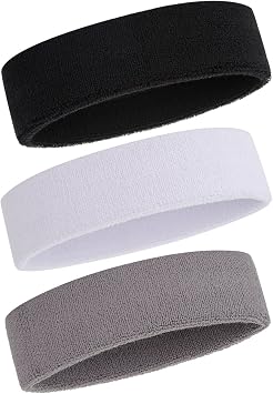ONUPGO Sweatband Headband for Men & Women - 3/6/12 PCS Sports Headbands Moisture Wicking Athletic Cotton Terry Cloth Sweatband Sweat Absorbing Head Band