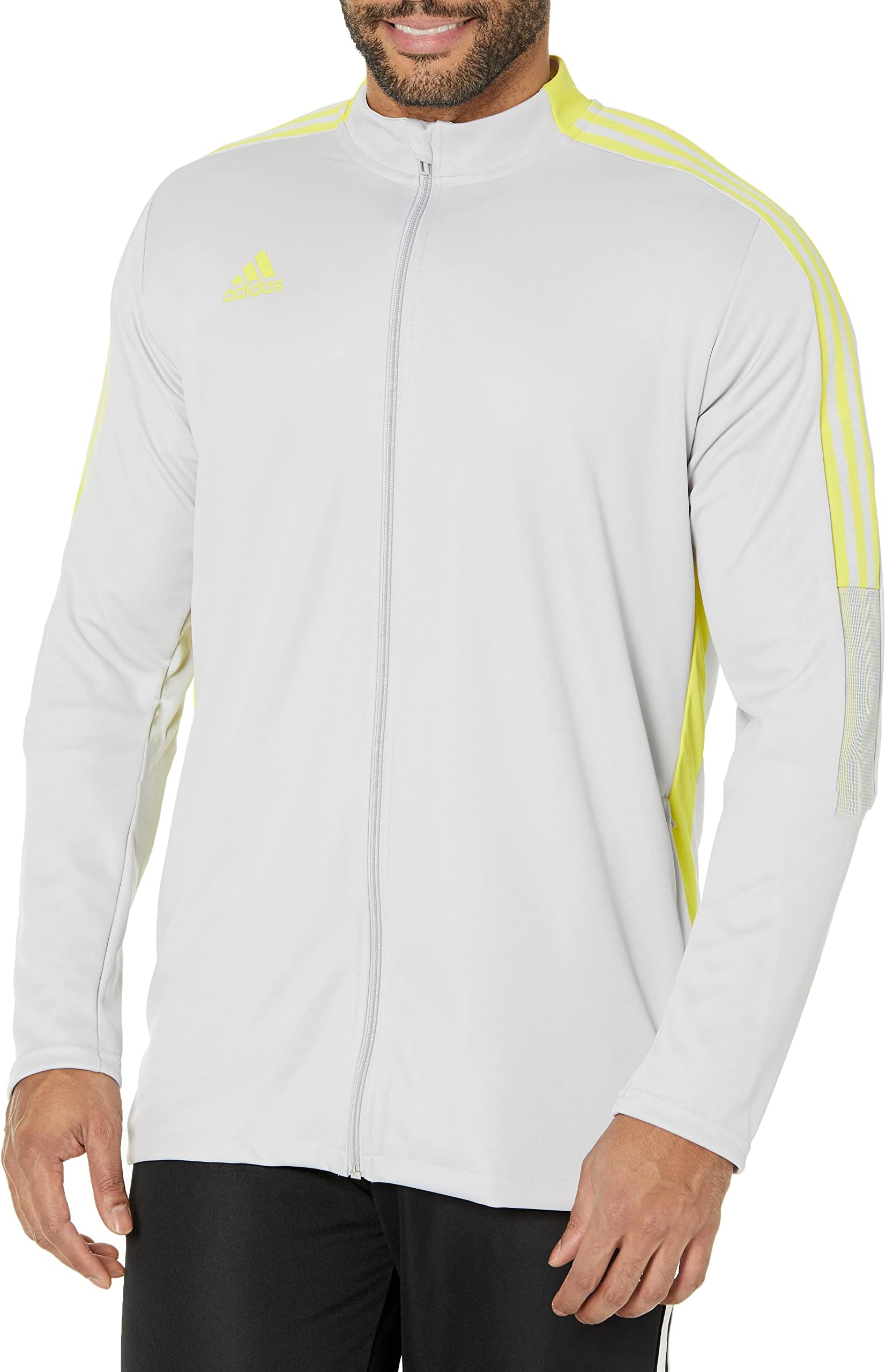 Men's Tiro 21 Track Jacket, Team Light Grey/Bright Yellow, XS