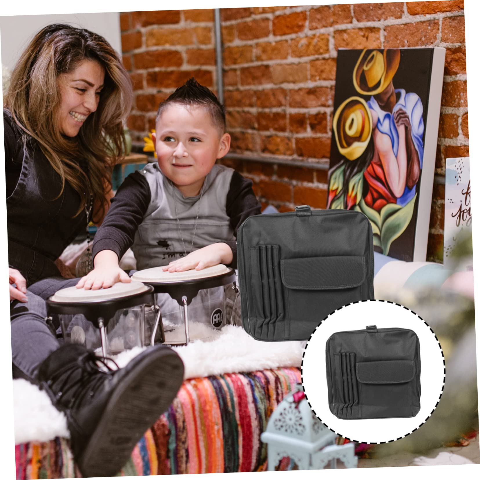 Toddmomy Snare Drum Bag Drumstick Holder Portable Oxford Backpack for Musicians