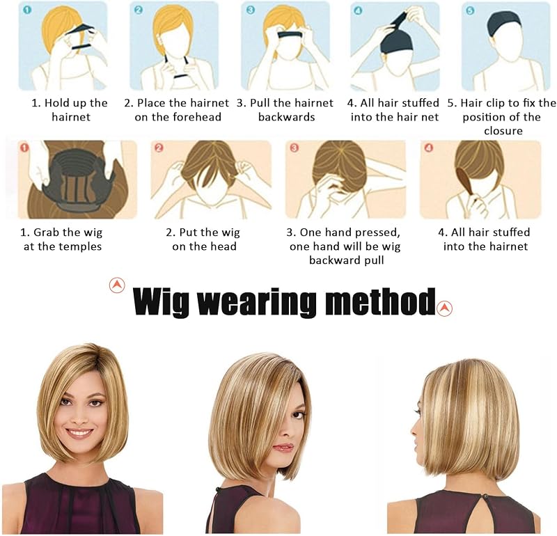 TWSOUL Szőke Bob Paróka Női Rövid Haj Lace Front Sötét Gyökerrel