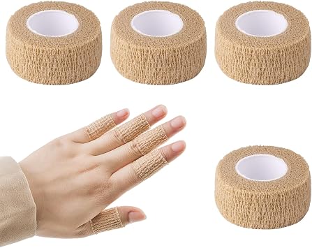 4Pcs Cohesive Finger Tape, 2.5cm x 4.5m Sport Latex Free Cohesive Bandage