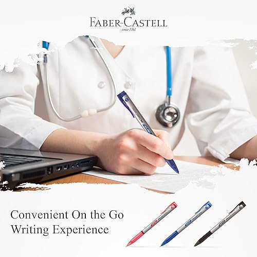 Miniatura 4 de Faber-Castell Grip X - Bolígrafo ergonómico, paquete de 3 (0.039 pulgadas - azul, rojo, negro) barril triangular, escritura sin fatiga, súper suave