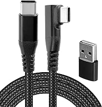 3M USB C to USB C 60W Cable with USB Adapter, 90 Degree Right Angle Fast Charging Type C Charger Cable Nylon Braided USBC Charge Cable for MacBook Air Pro Huawei Mate Pixel Galaxy A54 A14 A34 S23 S24