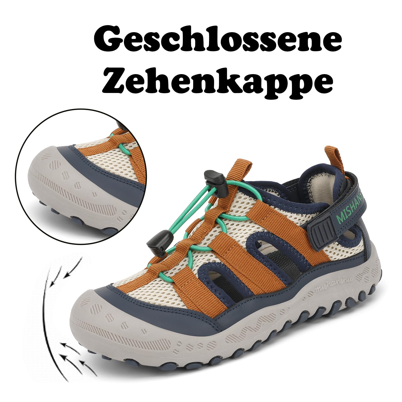 Mishansha Geschlossene Jungen Sandalen Kinder Trekking Wandern Sommer Atmungsaktiv Outdoorschuhe Gr.24-38 - 3