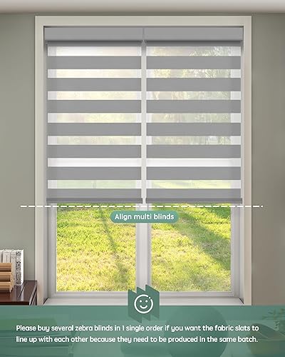 Miniatura 85 de Yoolax Persianas motorizadas con control remoto, persianas motorizadas de cebra compatibles con Alexa, persianas motorizadas de privacidad, 70%