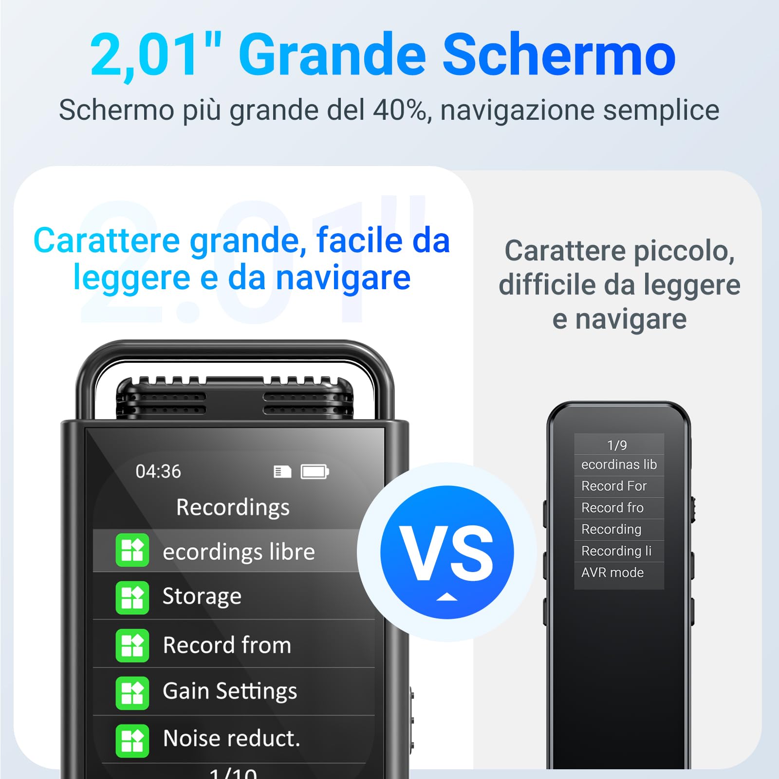 MECHEN 144 GB Registratore Vocale Digitale, Registratore Vocale Attivato con Tempo di Registrazione 10.000 h, Audio HD 3072Kbps, Riduzione del Rumore, Modalità Prima, Password e Riproduzione (V06)