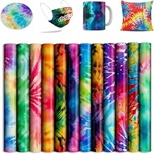 Tie Dye Sublimation Transfer Ink Sheets,Sublimation Paper for Cricut Mug Press,Transfer Paper for DIY Key Chain T-Shirts,12 pcs/Set,12"x12"